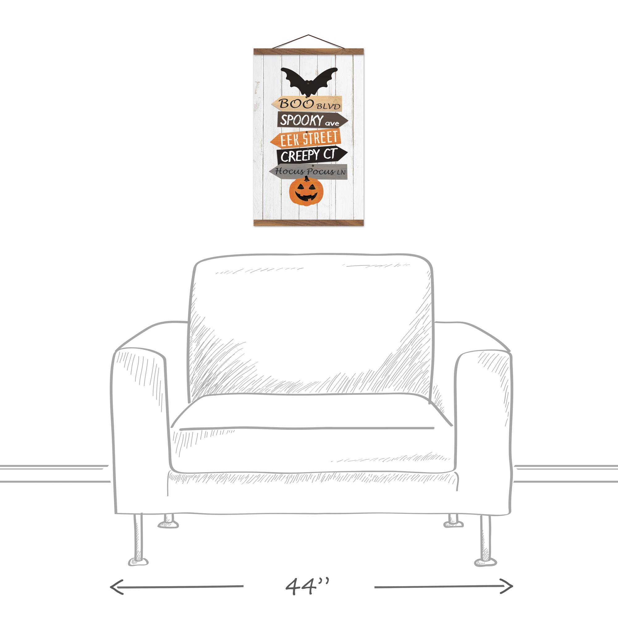 Halloween Street Names Teak Hanging Canvas